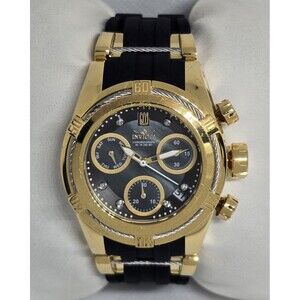 Women's Jason Taylor Invicta Limited Edition Diamonds Black Gold Watch 29046 11